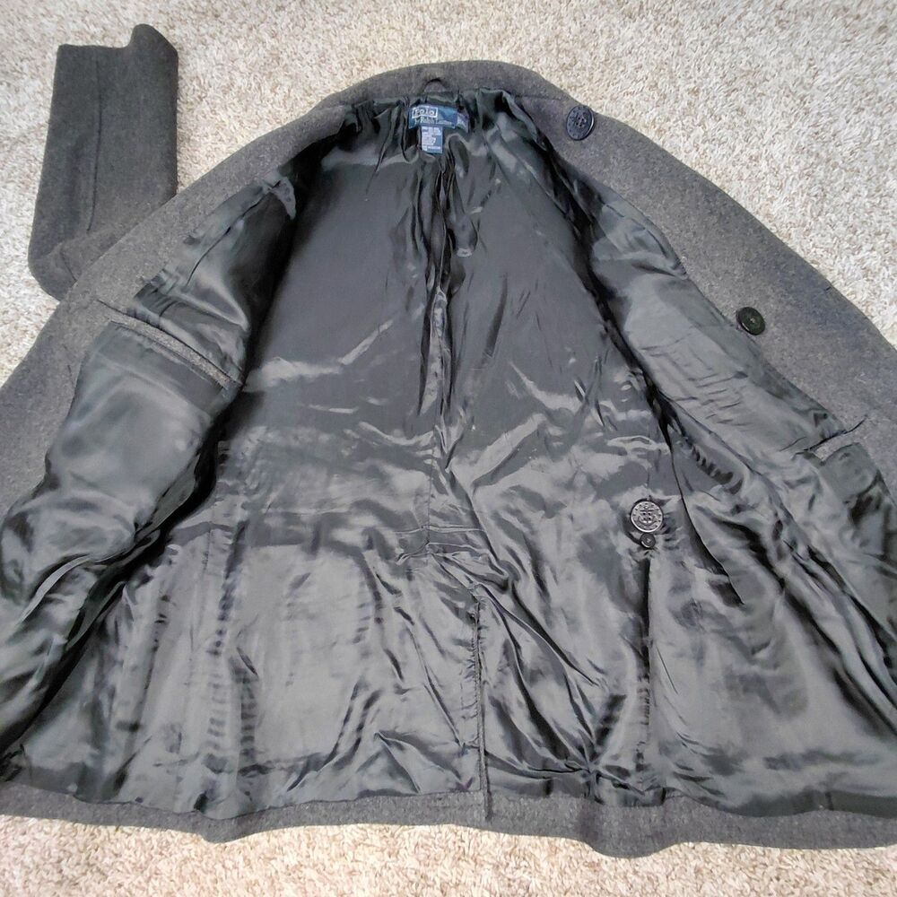 Polo Ralph Lauren Double Breasted Peacoat Mens XL Grey Wool Navy Naval Anchor - Picture 5 of 8